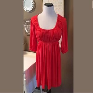New York and Company Orange Pleated Summer Dress